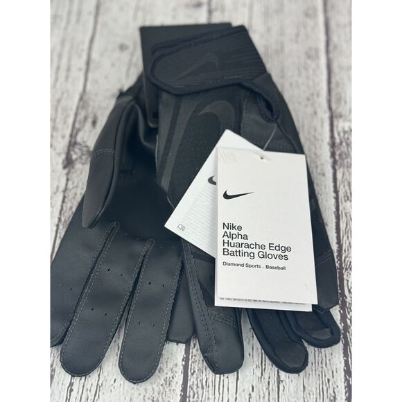 New Nike Alpha Huarache Edge Black Baseball Batting Gloves Unisex Medium - Picture 4 of 9